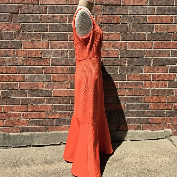 Anthropologie The Ariana Square-Neck Asymmetrical Ruffle-Hem Dress Magic Fabric - Picture 3 of 13